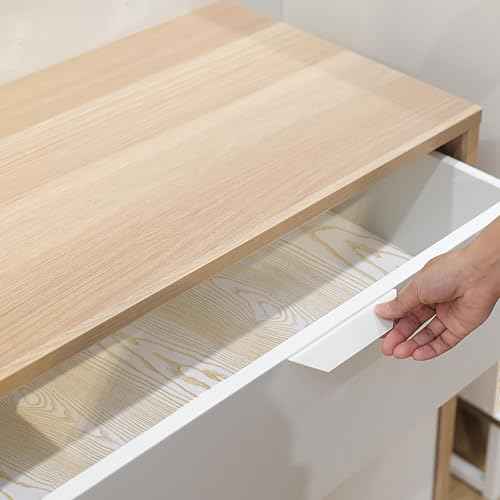 Heroad Peel and Stick Wallpaper Wood Contact Paper Gold and White Wood Grain Contact Paper for Cabinets Countertops Waterproof Self Adhesive, White with Gold Shimmer 78.7¡±x17.5¡±
