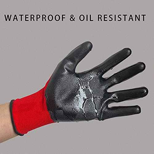 Evridwear Nitrile Coated Work Gloves,Superior Oil Resistance with Grip for Men Women Automotive,Gardening, Mechanic