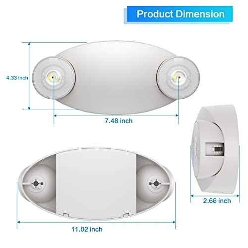 1 Pack LED Emergency Light with Battery Backup-Adjustable 2 LED Bug Eye Head Emergency Lighting -UL Certified 120-220VAC Emergency Exit Lighting Fixtures for Business/Home.