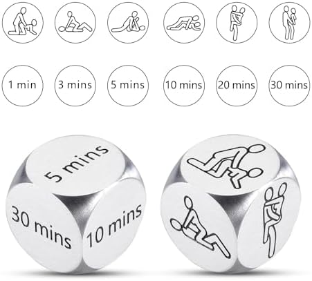 Funny Anniversary Steel Gifts Date Night Dice for Boyfriend Girlfriend Couples Anniversary Wedding Gift for Husband Wife Honeymoon Gift Engagement Gift for Him Her Steel Decision Dice 2PCS