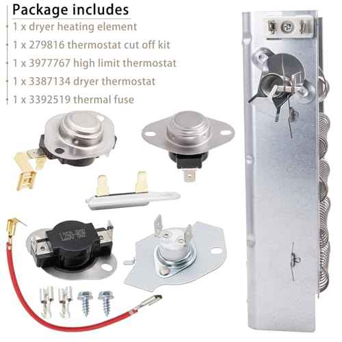 Dryer Heating Element Kit Compatible With May-tag MED5740TQ0 MED4500MW0 MED5600TQ0 MED5700TQ0 MED5640TQ0 MED5570TQ0 MED5770TQ0 MED5800TW0 MED5820TW0 MED5840TW0 MED5870TW0 MED5620TQ0 MED5630TQ0