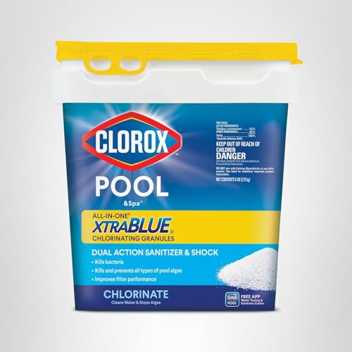 CLOROX Pool&Spa All-in-One XtraBlue Chlorinating Granules, Kills Bacteria & Stops Algae, Blue, 6 Pounds