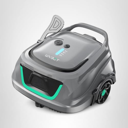 WYBOT A1 Robotic Pool Cleaner – Dual-Layer Filtration, 120-Min Runtime, Powerful Cordless Pool Vacuum for Above-Ground & Flat Pools, Efficient Debris Removal & Auto-Parking Design (Gray)
