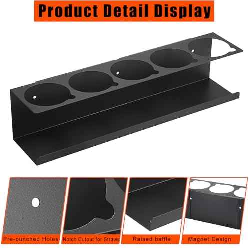 Kokone Magnetic Spray Bottle Holder 2 Pcs with Notch Cutout 5 Holes Wall Mounted Metal Spray Bottle Organizer Black for Garage, Workspace, Tool Cart, Trailers