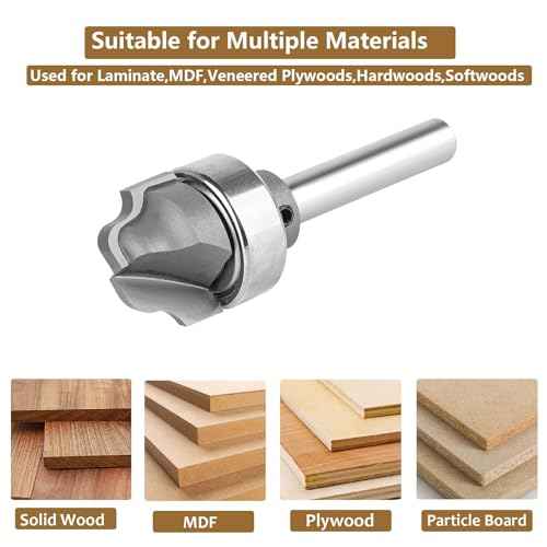 SpeTool Juice Groove Router Bits with Bearing 1/8" Radius 1/4" Shank, Bowl and Tray Router Bit for Crafting Drainage Grooves, Decorative Edges and Custom Woodworking Projects