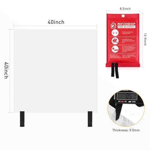 Mondoshop Fire Blanket for Home Kitchen Emergency - Fire Suppression Blankets Fireproof Blanket Fire Retardant Blankets for Car, Fireplace, Camping, Picnic, Grill