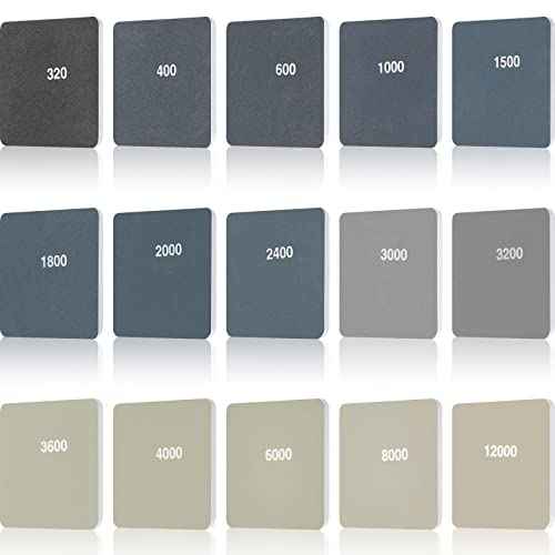 Honoson 15 Pcs 2 x 2 Inch Sanding Pads Padded Sanding Pads Polishing Soft Mess Pen Kit Double Sided Grits for Plastic Acrylic Materials
