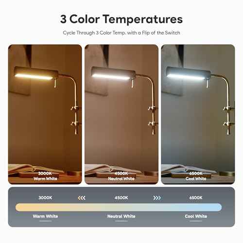 VONLUCE Rustic Desk Lamp, Adjustable Industrial Style Metal Table Lamp, 3 Color Temperatures LED Reading Lamp for Living Room Bedroom Office, Antique Gold