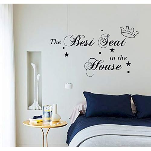 Maydahui 2 PCS Toilet Stickers The Best Seat in The House Wall Decal 11 Inch Funny Art Vinyl Quote Mural Sign Black for Bathroom Home Chair Closestool Sofa