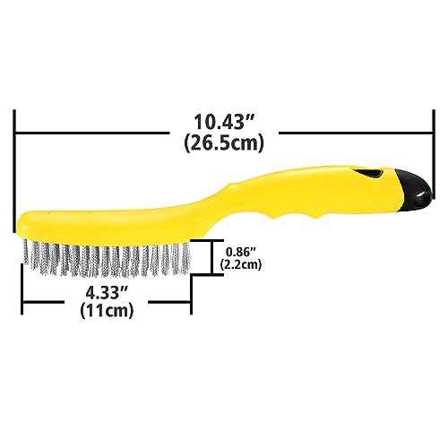 Stainless Steel Wire Brush 2 Pcs, 79 Bundles of bristles, 10.5" Plastic Contoured Handle, Heavy Duty Scratch for Cleaning Rust Dirt Before Welding, Dust and Paint Scrubbing (LWH-2SP)