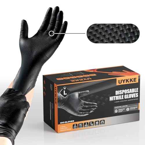 10mil Nitrile Gloves Thick,Industrial Disposable Gloves with Diamond Textured,Heavy Duty Mechanic Glove,Latex Free