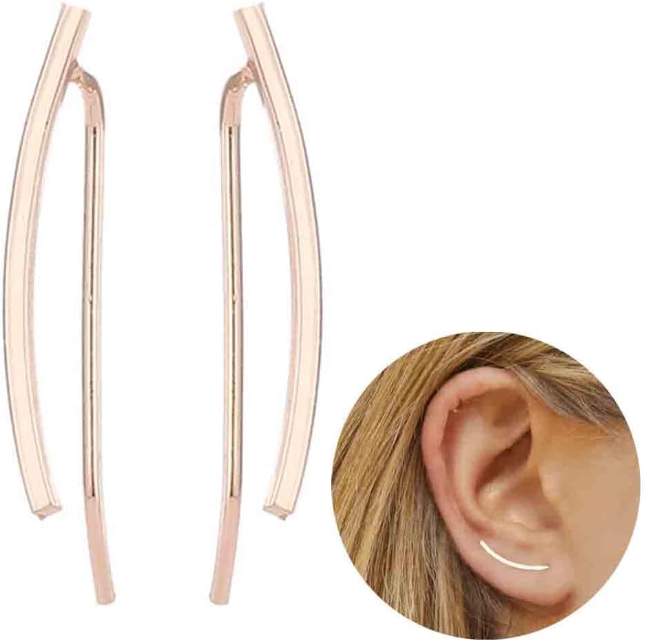 Boho Bar Ear Climber Earrings Gold Stick Studs Earrings Bar Ear Crawler Earrings Geometric Minimalist Earrings Jewelry for Women and Girls