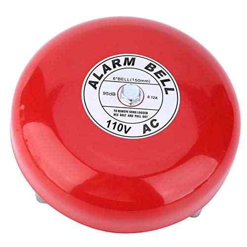 Electric Round Alarm Bell, Security Fire Alarm with Solid Aluminum Base, 150mm / 5.9in (AC110V)
