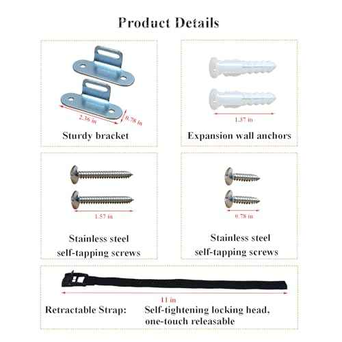 Anti Tip Furniture Anchors,(4 Sets) Adjustable Child Safety Anchors ? Earthquake Proof & Baby Proofing Kit for Securing Dressers, TV Stands, Cabinets, Bookshelves.
