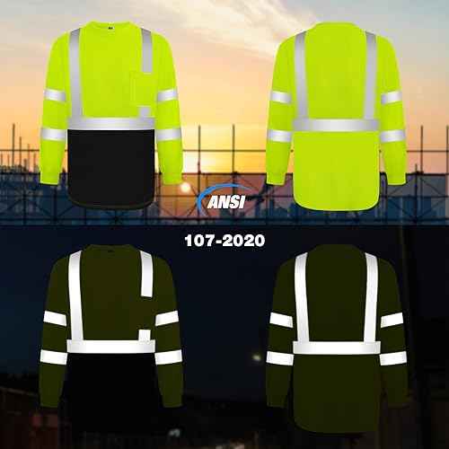 TCCFCCT Hi Vis Shirts for Men Class 3 Long Sleeve High Visibility Shirts for Men Women Construction Work, Surveyors, Meets Ansi, Yellow XL 3pcs