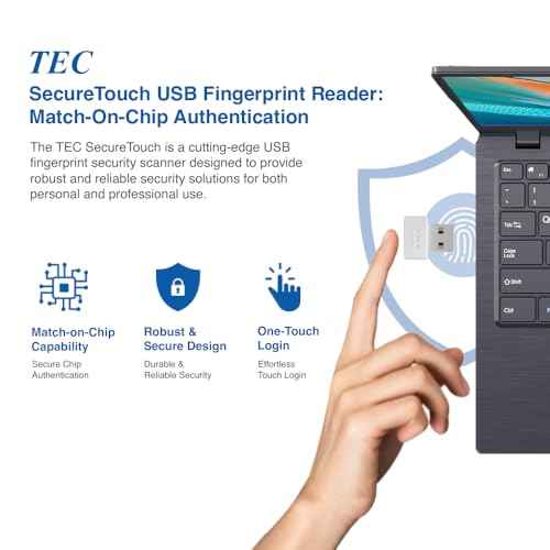 TEC SecureTouch TE-FPA4-MC USB Fingerprint Reader for Windows Hello ? Match-On-Chip (MOC) Encryption, 360¡Æ Sensor, FIDO2 Security Key, 0.23s Fast Login, Password-Free PC Sign-in