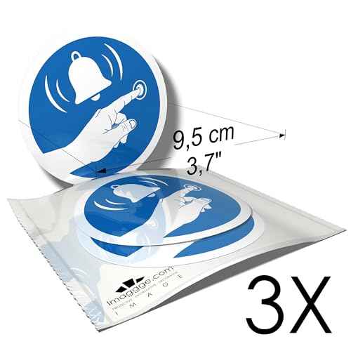 Warning Stickers, Press the Doorbell, Ring Before Enter, 3 Round Stickers, 9.5 cm