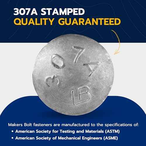 3/8" x 6" (50 Pack) Galvanized Carriage Bolt Kit, Grade 307A, Hot Dip Galvanized for Exterior Use by Makers Bolt