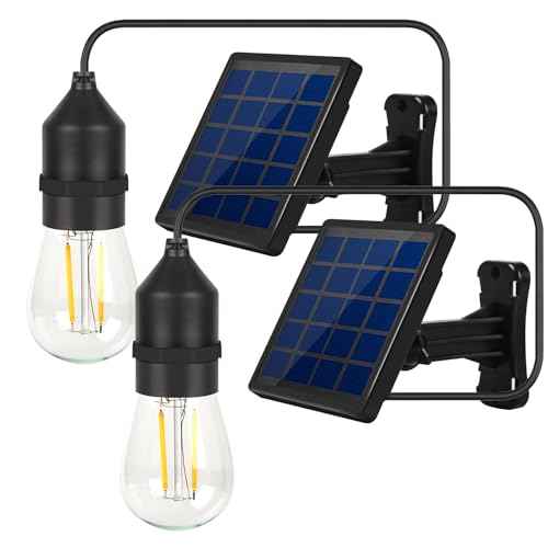 Solar Light Bulbs for Outside, Dusk to Dawn Solar Shed Light Outdoor Waterproof with Cable 9.8FT Portable Replacement Hanging Lights for DIY, Indoor, Chicken Coop, Post 2 Pack