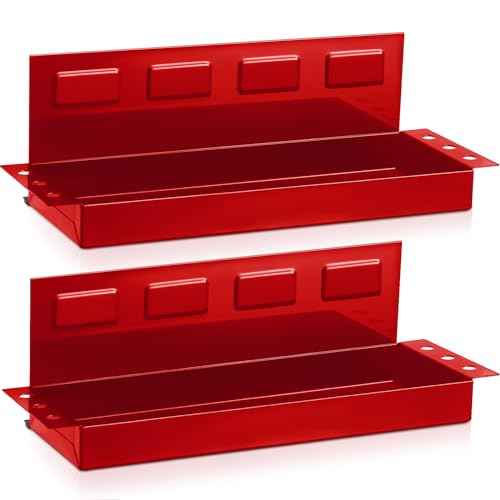 Tandefio 2 Pcs 12" Magnetic Tool Box Tray with Screwdriver Holder Magnetic Can Holder Spray Can Organizer Magnetic Tool Shelf for Hand Tools Store Shop Workshop Garage, Holds 6 Screwdrivers