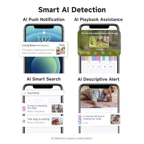 2K Cameras for Home Security with Night Vision, Indoor Camera for Dog/Cat/Pet/Nanny/Baby, AI Human, Motion Alerts, 2-Way Audio, 2.4G/5G, Compatible with Alexa (2-Pack)