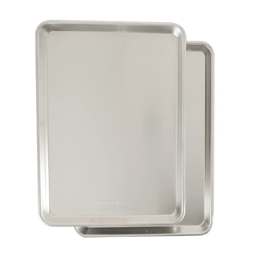 Nordic Ware Naturals Half Sheet - USA Made Aluminum Commercial Quality Sheet Pan for Baking or Roasting, Encapsulated Galvanized Steel Rim Prevents Warping, 2-Pack