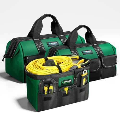 Tool Bag 3 Pack, Tool Organizer Set with Multiple Pockets, 12/15/17 inch Tool Bag Organizer, Oxford Fabric, Green