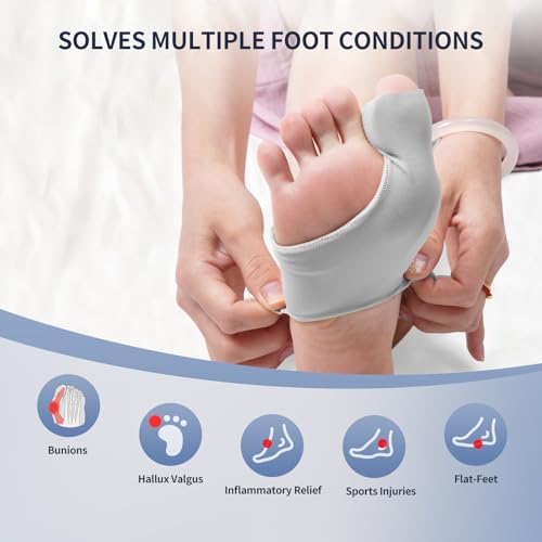 2PCS Bunion Corrector for Women & Men Big Toe, Bunion Relief Toe Straightener Bunion Splint Anti-Slip Heel Strap Comfortable Breathable for Day and Night Wear Gray L