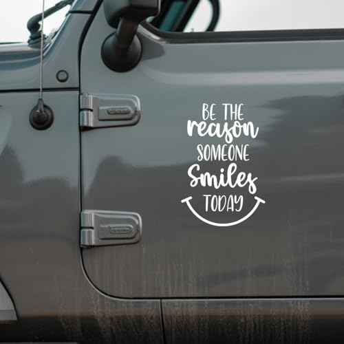 Be The Reason Someone Smiles Today Decal Inspirational Positive Quote Vinyl Sticker Waterproof Easy to Apply Motivational Car Laptop Window Wall Accessory 4.82 x 7 Inches