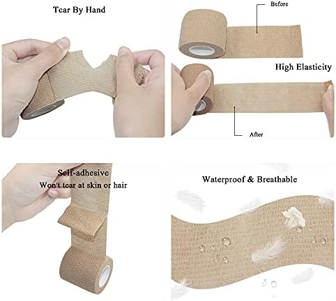 [24 Pack-1" x5Yards] MINGYUE Self Adhesive Bandage Wrap,Athletic Tape,Sports Tape,Wrist and Ankle Wrap Tape,Cohesive Bandage for Vet Tape(Red)