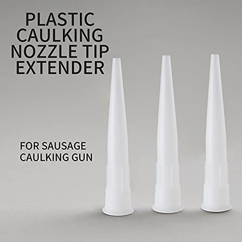 36Pcs Plastic Caulk Nozzles, Caulk Extension Nozzle Tip Replacement for Sausage Caulking Gun (White)