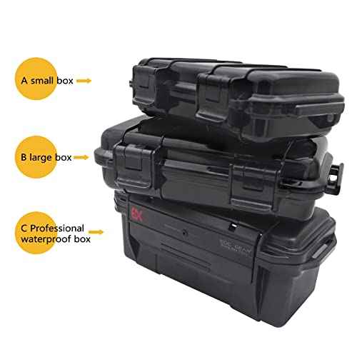 SEIWEI Outdoor Sealed Waterproof Safety Case Plastic Tool Dry Storage Box For Electronic Equipment Camping Outdoor Tool - Professional Waterproof Box(C), Black (MMZ-HA5272C-RT)
