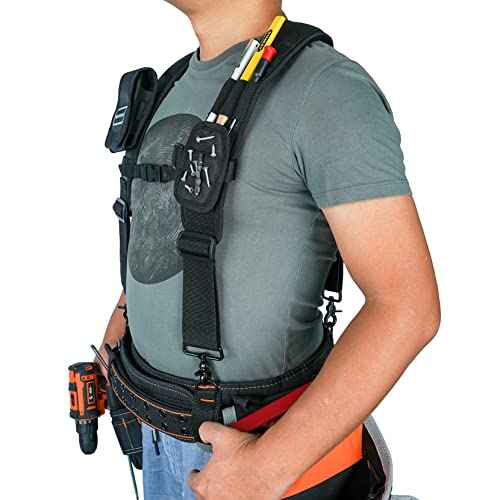 MELOTOUGH Magnetic Tool Belt Suspenders with Magnetic WristBand for Work Belt Padded Suspenders Constrcution
