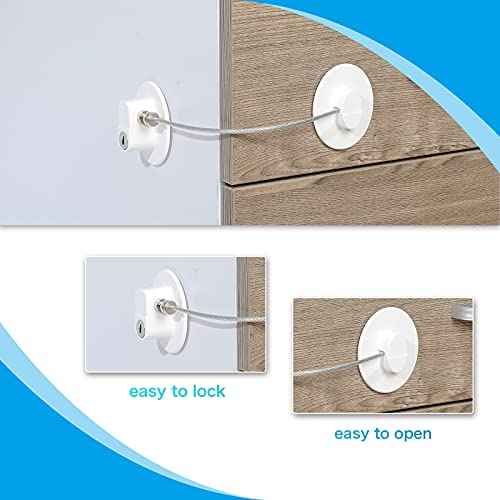 8 Pieces Refrigerator Locks for Children Adults with 10 Keys, Fridge Lock, Freezer Door Safety Cabinet Lock and Child Safety Cabinet Locks with Strong Adhesive (White)