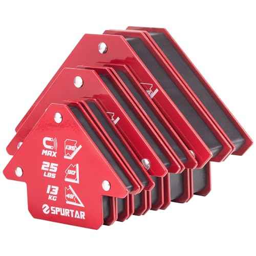 Spurtar Welding Magnets 6pcs, 75lbs 50lbs 25lbs Welding Magnets and Clamps, Heavy Duty Magnetic Holder Tools and Accessories 45¡Æ, 90¡Æ, 135¡Æ Angle