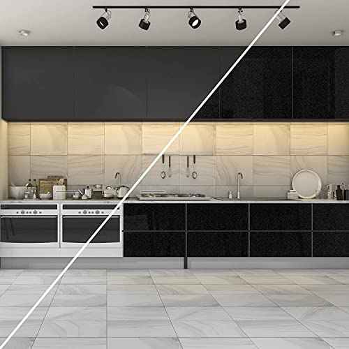 TANONE Shiny Black Contact Paper Peel Stick Wallpaper Vinyl Wrap Self Adhesive Decorative Film for Wallcovering Kitchen Countertops Cabinets Furniture (15.7" X 78.7")