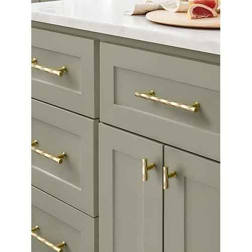 Brushed Gold Cabinet Pulls 6.3" Hole Center 10 Pack Hammered Brass Cabinet Handles Decorative Kitchen Drawer Dresser Cupboard Bathroom Vanity Cabinet Hardware Rhombus