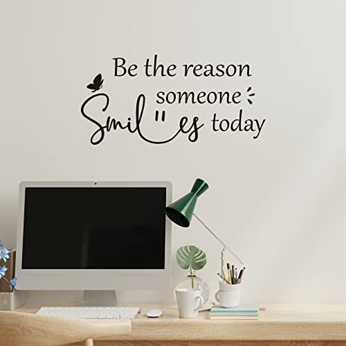 Vancetyno Be The Reason Someone Smiles Today Vinyl Wall Decal Inspirational Quote Wall Art Decal for Office Living Room Bedroom Nursery Classroom Home Decor