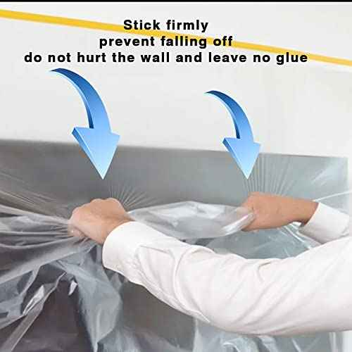 Masking Film Masking Plastic Film Pre-Folded Hand Masker Film for Painting & Automotive Plastic Masking Film Overspray Protection (3.6 Feet x 65 Feet, 3 Rolls)
