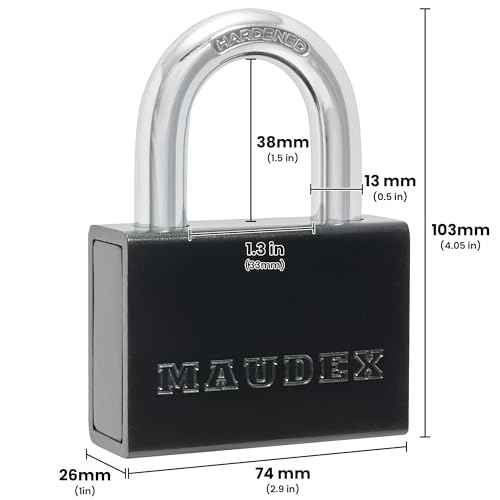 Maudex¢ç PDK73 Heavy Duty Padlock with 5 Keys - 13mm Cut-Resistant Shackle, Steel Body Protection | High Security Lock for Sheds, Storage Units, Trucks