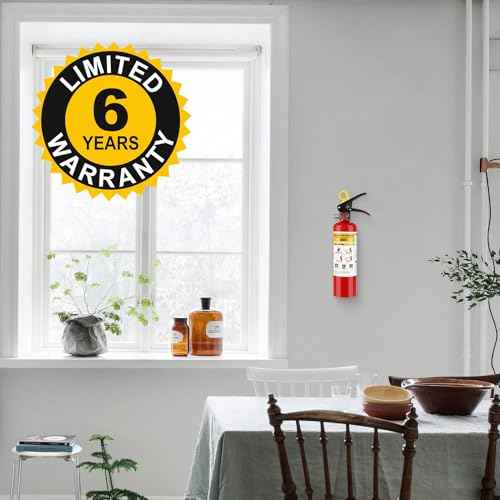 ABC Dry Powder Fire Extinguisher, 1-A:10-B:C Rated, Dry Chemical Fire Extinguisher for Home, Kitchen, Office & Vehicle, Fire Extinguisher with Easy-Grip Handle & Quick Release (1 Pack)