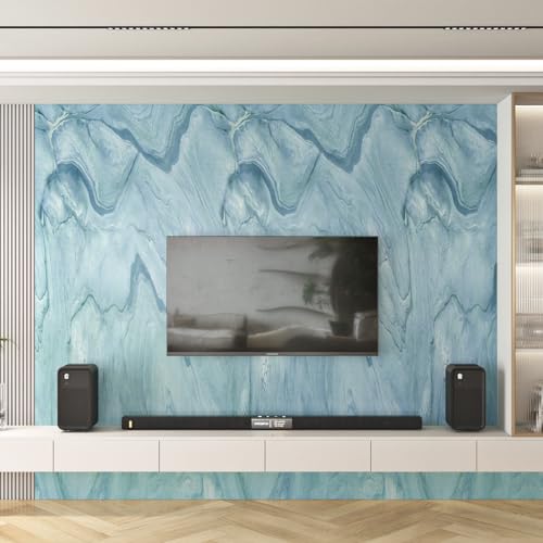 FunStick Thick Blue Liquid Marble Contact Paper for Countertops Waterproof Blue Marble Wallpaper Peel and Stick Countertops for Kitchen Bathroom Removable Marble Wall Paper for Cabinets Desk 15.8"x80"