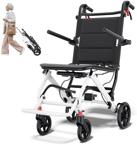 Super Lightweight Transport Wheelchair. Easy to Travel, Locking Hand Brakes, User-Friendly, Folding, Portable. for Adults or Child (up to 220lbs) â¦