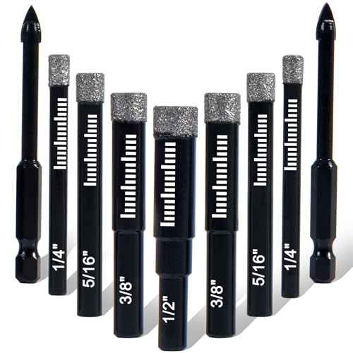 9 Pack Premium Diamond Drill Bit Set - Versatile Tools for Precise Drilling on Porcelain, Ceramic, Glass, Marble, and More
