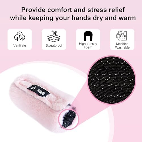 SPRING SEAON Walker Hand Pads Fluffy Walker Handle Cushions Non-Slip Universal Walker Grips Padded Hand Covers Soft Pads for Walkers for Seniors Walker Pads for Handles Folding Rolling Wheelchair, Rollator Handle, Elderly Grippers 2 Pack