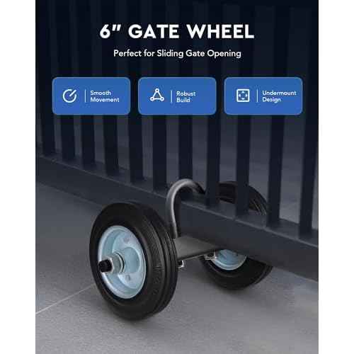 CO-Z 6" Heavy Duty Sliding Gate Wheel for Metal Tube, 600 lb Capacity Chain Link Fence, Undermount Rolling Carrier, Double Wheels, 2Pcs