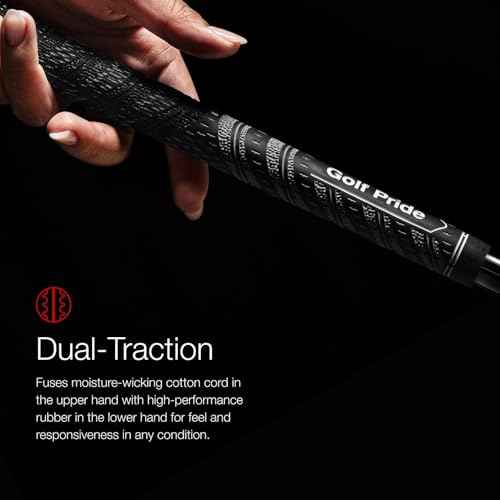 Golf Pride MCC Golf Club Grip - All-Weather Hybrid Grip - Brushed Cotton Cord & Pebbled Texture - Moisture-Wicking Technology - Black/Gold