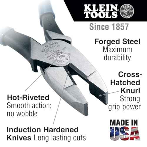 Klein Tools D2139NE11055 Pliers Set, Made in USA, with Lineman's Side Cutting Pliers and Copper Wire Stripper/Cutter, High-Leverage, 2-Piece