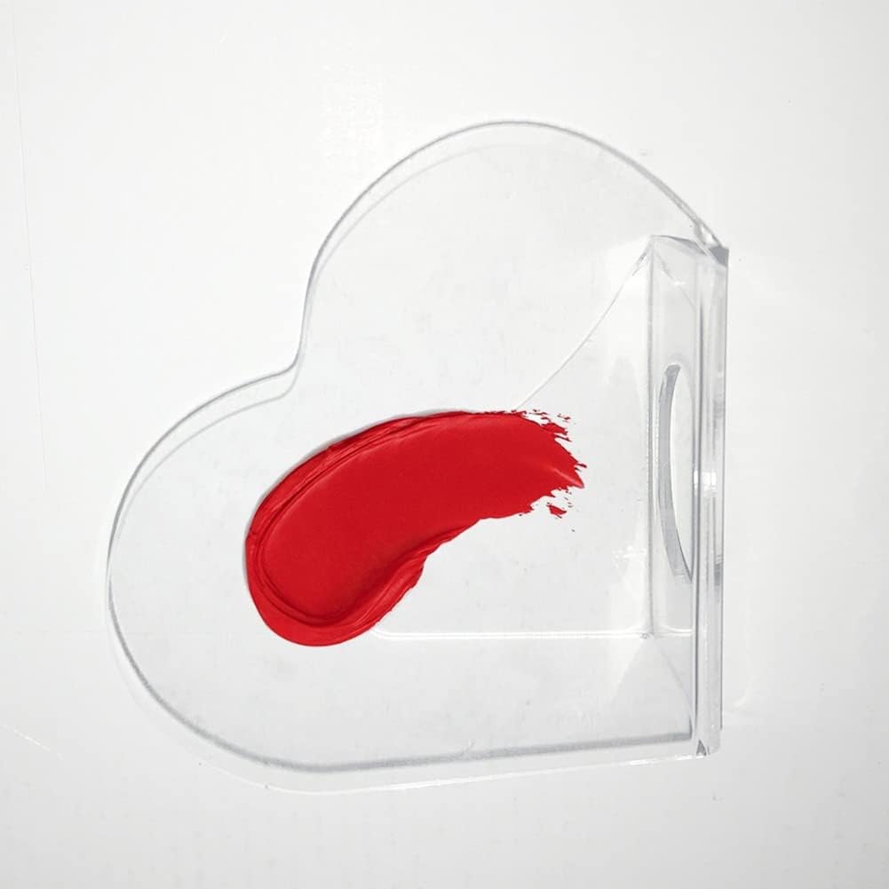 2 Pcs Clear Acrylic Nail Art Palettes Heart Shaped Nail Painting Plate Makeup Hand Palette Professional Cosmetic Mixing Palette for Beauty Salon