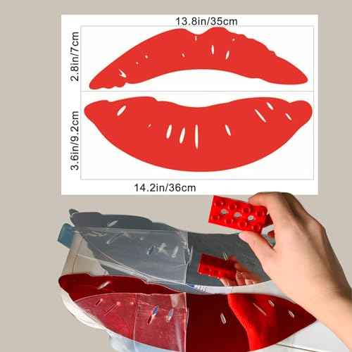 4 Sets 3D Large Lips Mirror Wall Stickers, Kiss Shape Wall Art Decals, Acrylic DIY Self-Adhesive Wallpaper Murals for Bedroom, Living Room, Bathroom Home Decor (2 Pcs Silver and 2 Pcs Red)